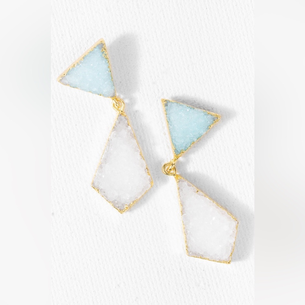 NEW Anthropologie SAACHI Carnival Multi Druzy Two Tone Dangle Earrings